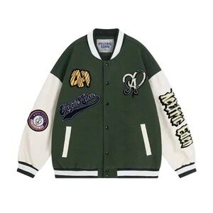 Aelfric Eden Olive and Cream Varsity Jacket
